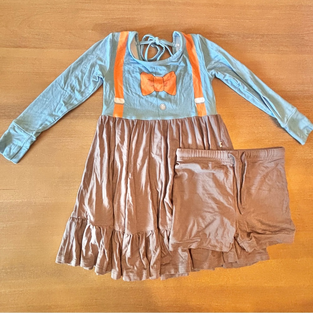 Bums & Roses Toddler Girls Blippi Character Dress & Shorts Set, Bamboo, 4T - Picture 2 of 4